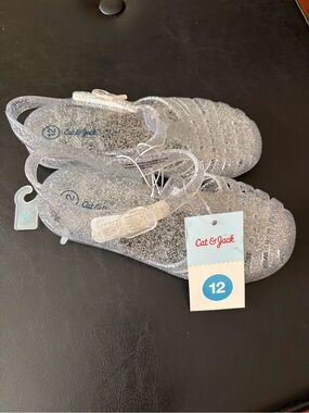 Cat & Jack Girls' Silver Glitter Jelly Sandals